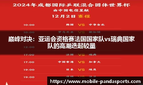 巅峰对决：亚运会资格赛法国国家队vs瑞典国家队的高潮迭起较量